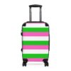 Pink and Green Striped Luggage