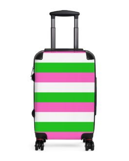 Pink & Green Striped Luggage