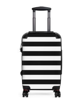 Black and White Striped Luggage